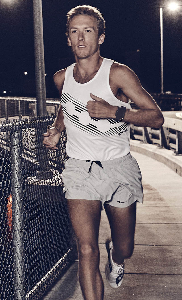 Person running with Saucony Endorphin Pro+ Shoes