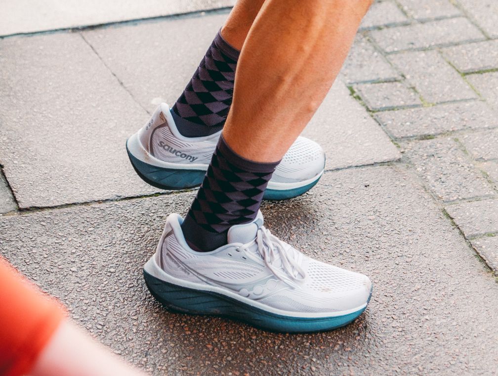 Close up of someone wearing Ride 18 shoes