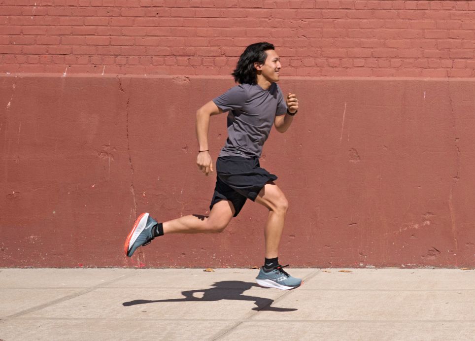 a man running on a pavement