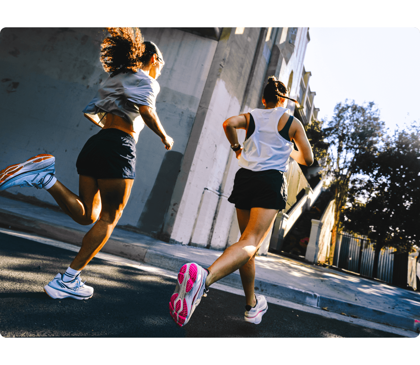 Runners training together during a tempo session.