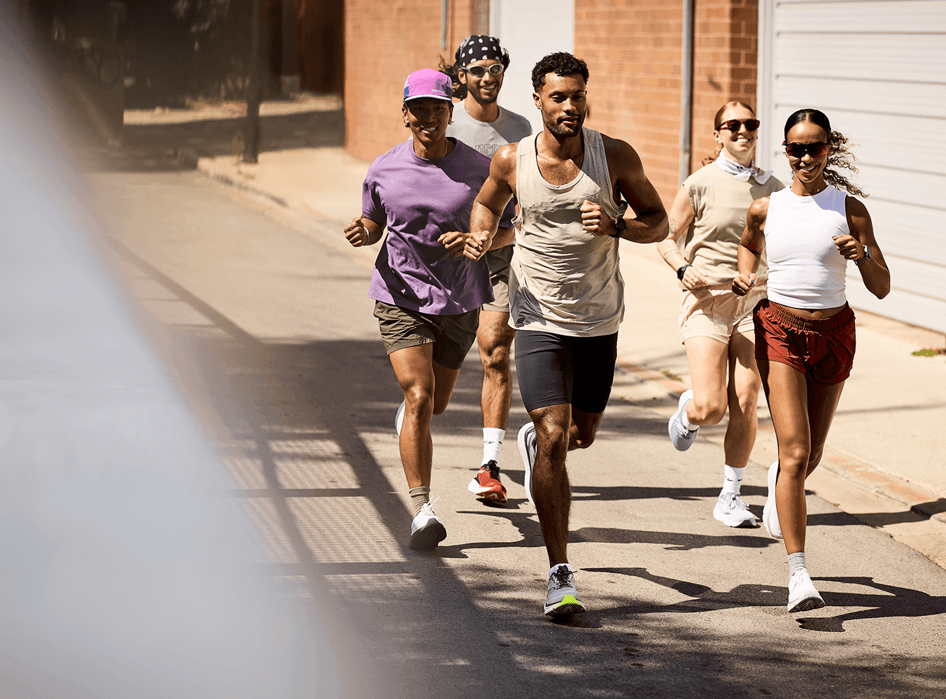 People running down the street