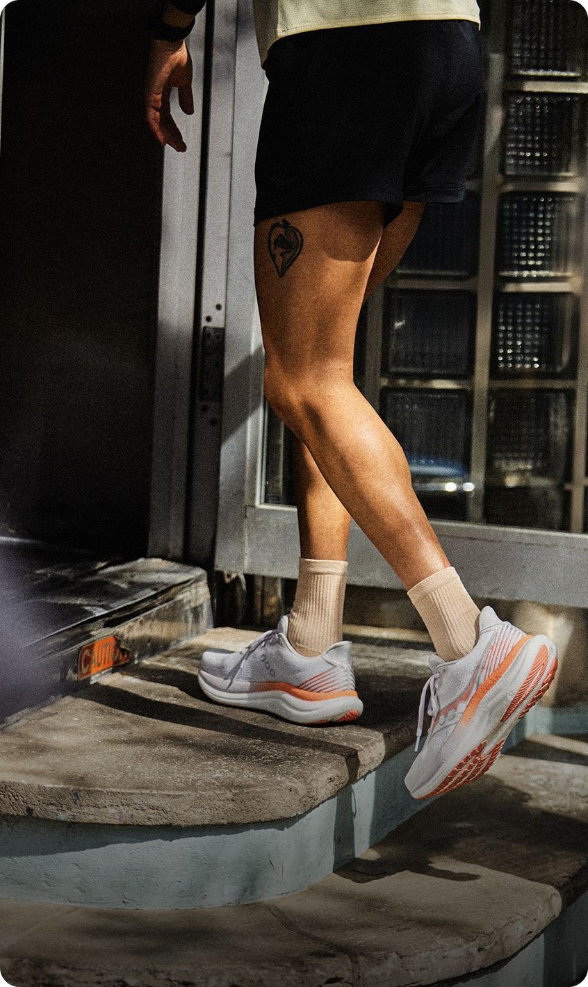 A close up of a Saucony shoe