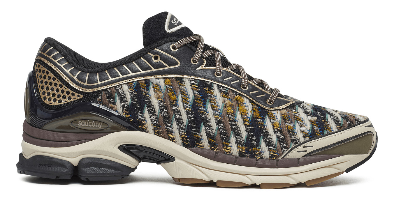 Side profile of the Saucony ProGrid Paramount in the Sweater Weather colorway.