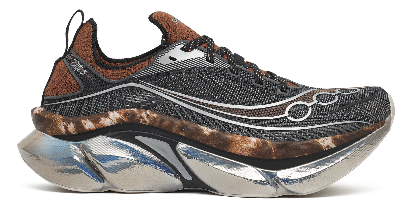 Side profile of the Saucony Endorphin Elite 3 in the Space Cowboy colorway.