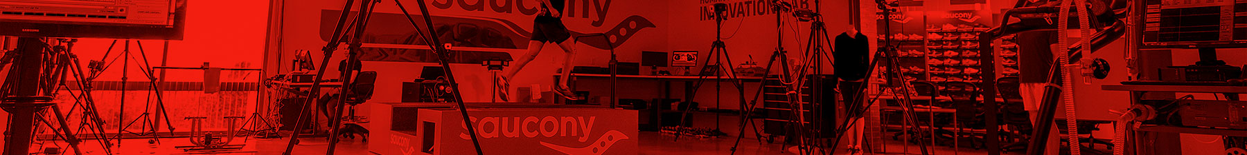 Apply to be a Saucony Product Tester. A man runs on a treadmill in the Saucony Testing Lab.