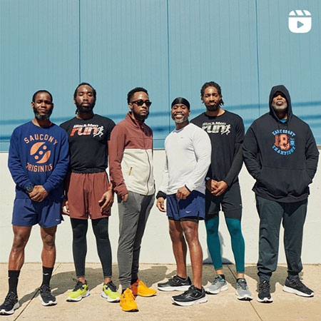 People wearing Saucony