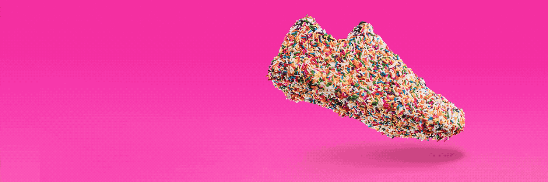 Shoe covered in candy sprinkles