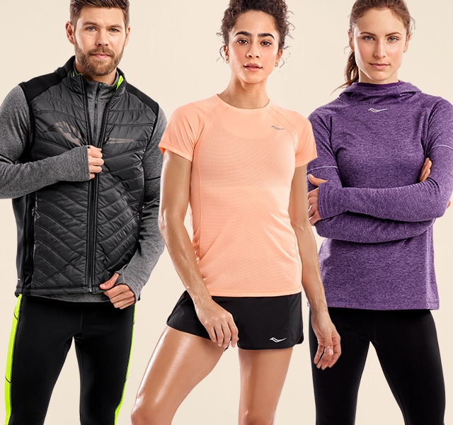 People posing with new Saucony apparel