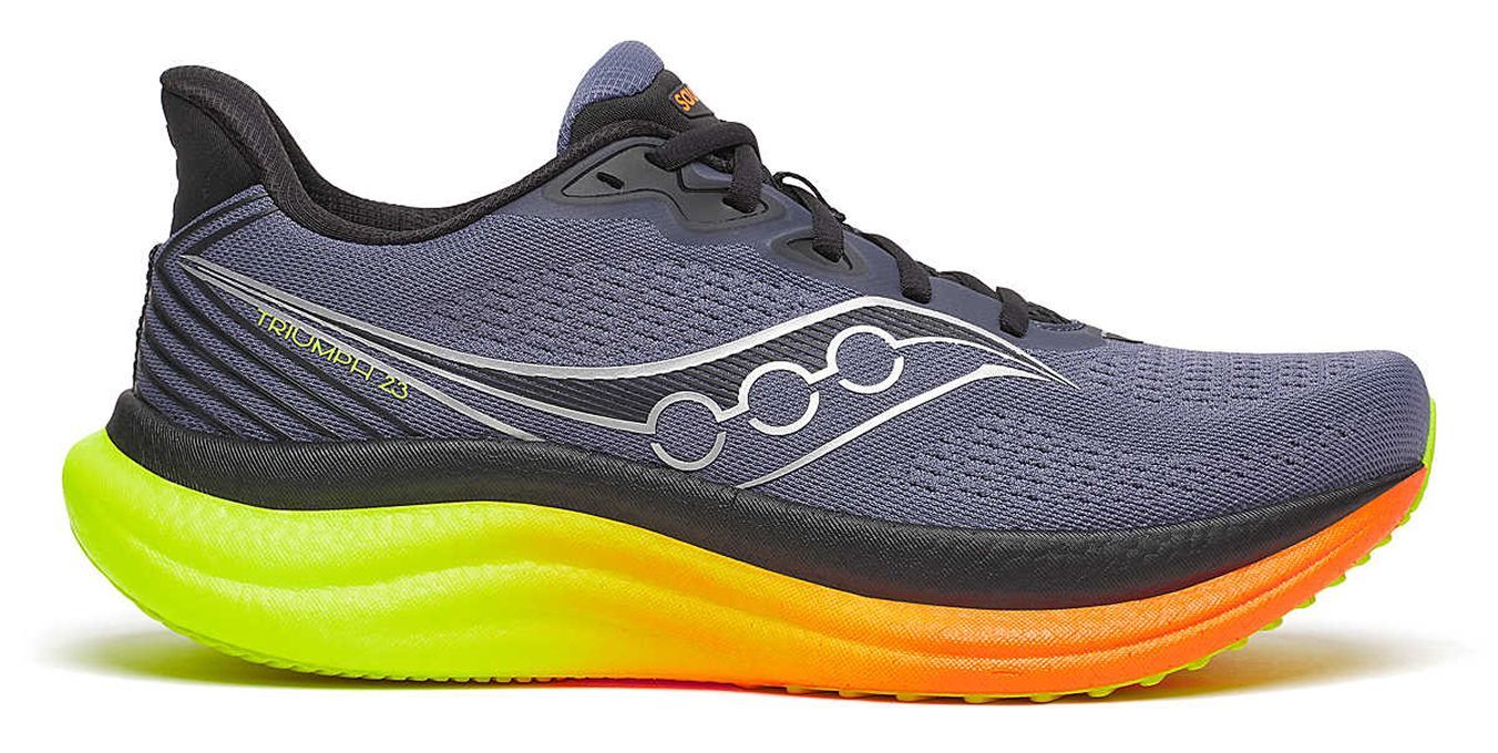 A black Triumph 4 Saucony shoe.