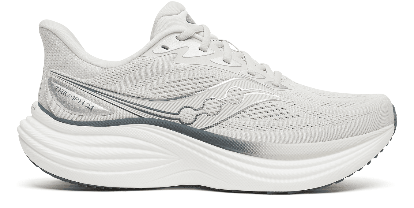 Saucony Triumph running shoe in white.