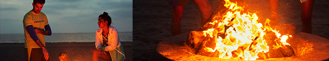 Sunset and campfire