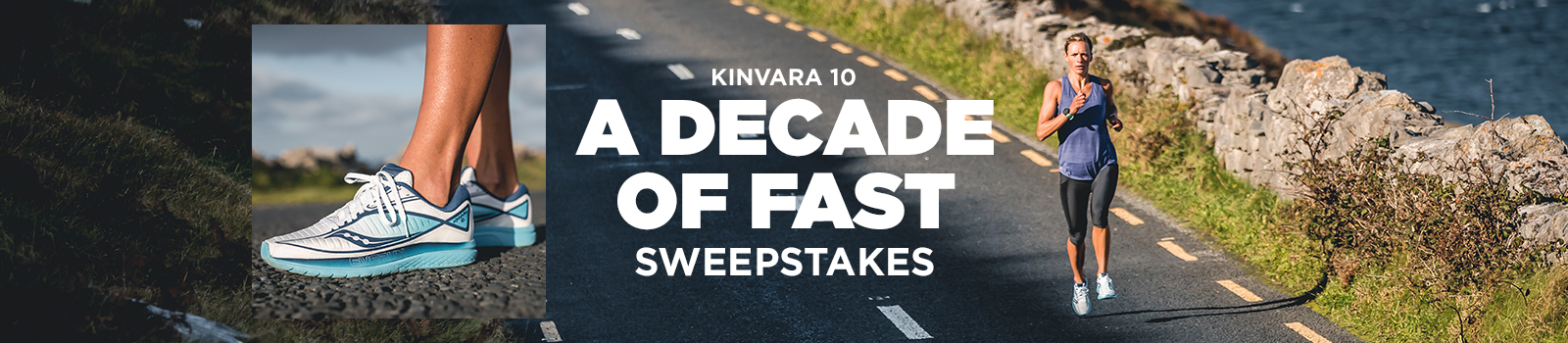 Women running in front of water, wearing Kinvara 10